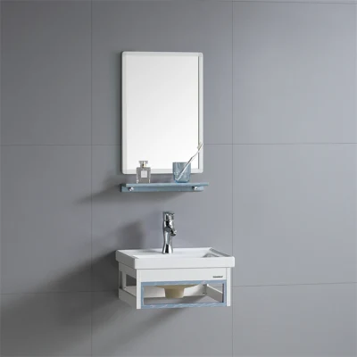 伝統的なシンプルなデザイン壁掛け浴室キャビネット小型格安価格白色浴室洗面化粧台アパート用